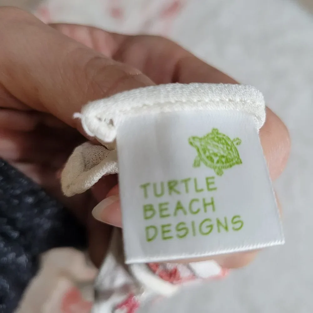Turtle Beach Designs White Scarf with Beads accent on Trim